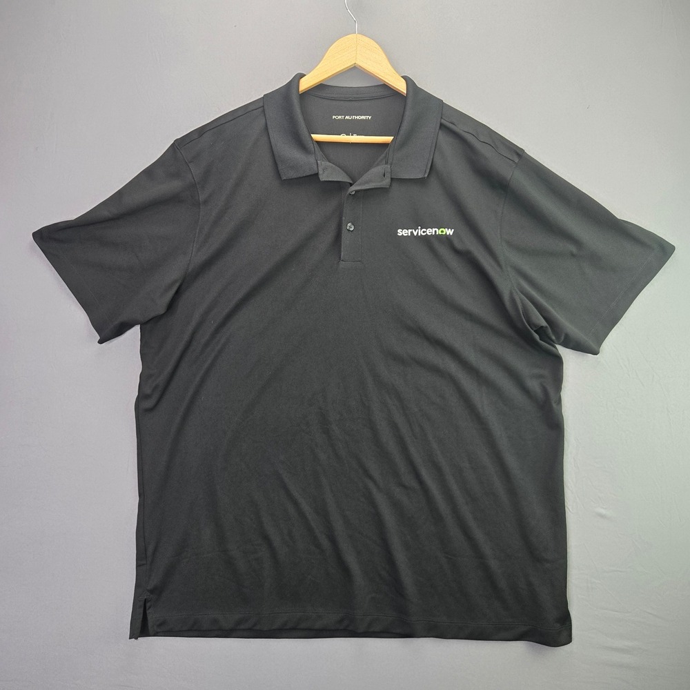 Port Authority ServiceNow Polo Shirt 2XL Black Recycled Fabric Tech Logo Mens
